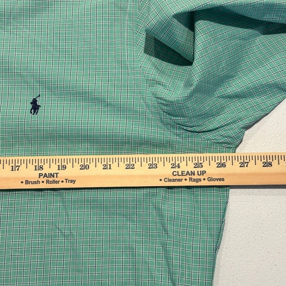 Ralph Lauren Classic Fit Mens 17 36/37 Green Plaid Button Down Long Sleeve Shirt - Picture 6 of 10